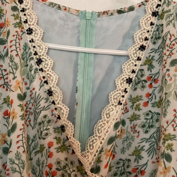 Romantic green floral multi print dress sx M US8/10 - Picture 4 of 7